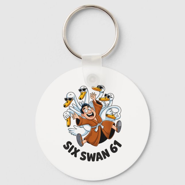 Funny Six Swan 61 Meme New Gen Alpha Slang Six One Key Ring (Front)