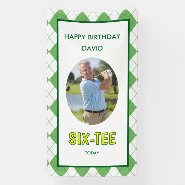 Funny Six-tee Golf 60th Birthday  Banner (Vertical)