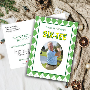 Funny Six-tee Golf 60th Birthday  Invitation Postcard