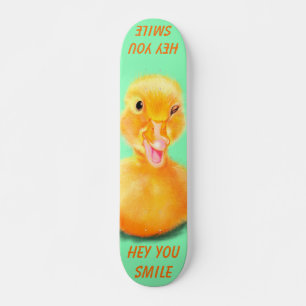 Funny Skateboard Happy Duck Custom Text and Colour