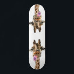 Funny Skateboard with Playful Giraffes<br><div class="desc">Skateboard with Funny Giraffe Tongue Out and Playful Wink Smile Giraffes Cartoon Drawing - or Choose / Add Your Unique Text / Font / Color - Make Your Special Skateboards Gift - Resize and move or remove and add elements / image with Customization tool ! - Drawing and Design by...</div>