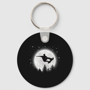 Funny Skateboarder Silhouette Skateboarding Moon F Key Ring