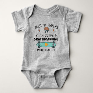 Funny skateboarding daddy baby bodysuit
