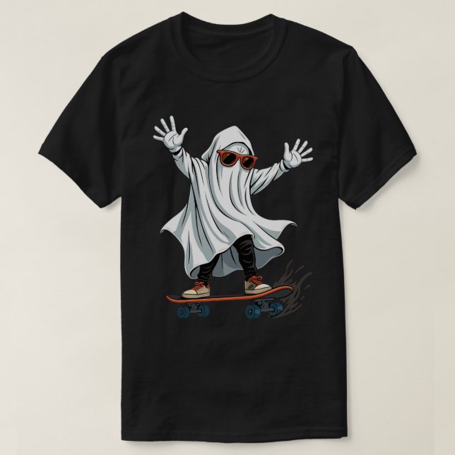 Funny Skateboarding Ghost T-Shirt (Design Front)