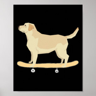 Funny Skateboarding Lab Dog T Shirt Gift Poster