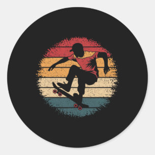 Funny Skateboarding Shirt Vintage Retro Skateboard Classic Round Sticker