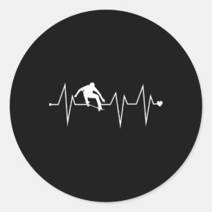 Funny Skateboarding Skater Heartbeat Heart Pulse R Classic Round Sticker