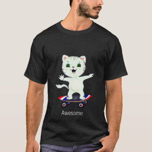 Funny Skater Tabby Cat T-Shirt