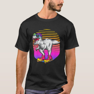 Funny Skating T Rex Dinosaur Roller Skating Lover T-Shirt