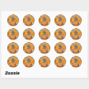 Funny Skeleton And Candy For Halloween Classic Round Sticker