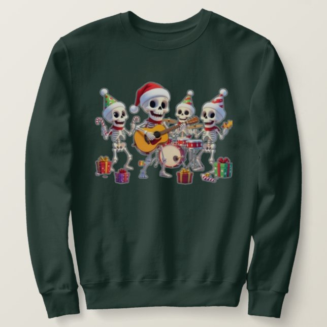 Funny Skeleton Band Christmas & New Year – 3D Cart Sweatshirt (Design Front)