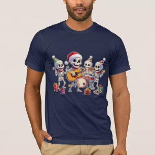 Funny Skeleton Band Christmas & New Year – 3D Cart T-Shirt