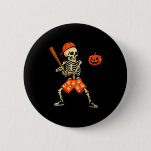 Funny Skeleton Baseball Batting Halloween Costume 6 Cm Round Badge