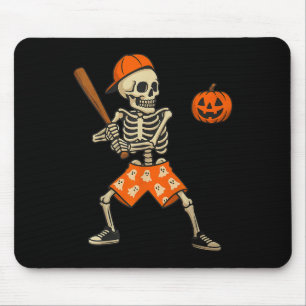 Funny Skeleton Baseball Batting Halloween Costume Mouse Pad