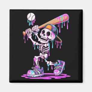 Funny Skeleton Baseball Drip Boys Youth Kids Hallo Magnet