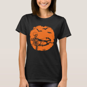 Funny Skeleton Bats Bow Hunting Halloween Archery T-Shirt