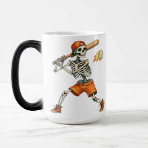 Funny Skeleton batting Baseball Halloween Magic Mug
