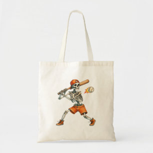 Funny Skeleton batting Baseball Halloween  Tote Bag