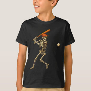 Funny Skeleton Batting Baseball Player Men Boys Ha T-Shirt