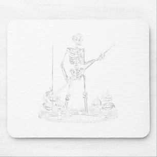 Funny Skeleton Billiards Player Halloween Mens Wom Mouse Pad