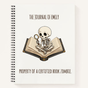 Funny Skeleton Bookworm Custom Hardcover Journal