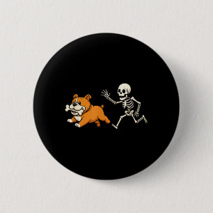 Funny Skeleton Bulldog Halloween Dog Mum Pet Lover 6 Cm Round Badge