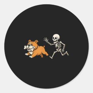 Funny Skeleton Bulldog Halloween Dog Mum Pet Lover Classic Round Sticker