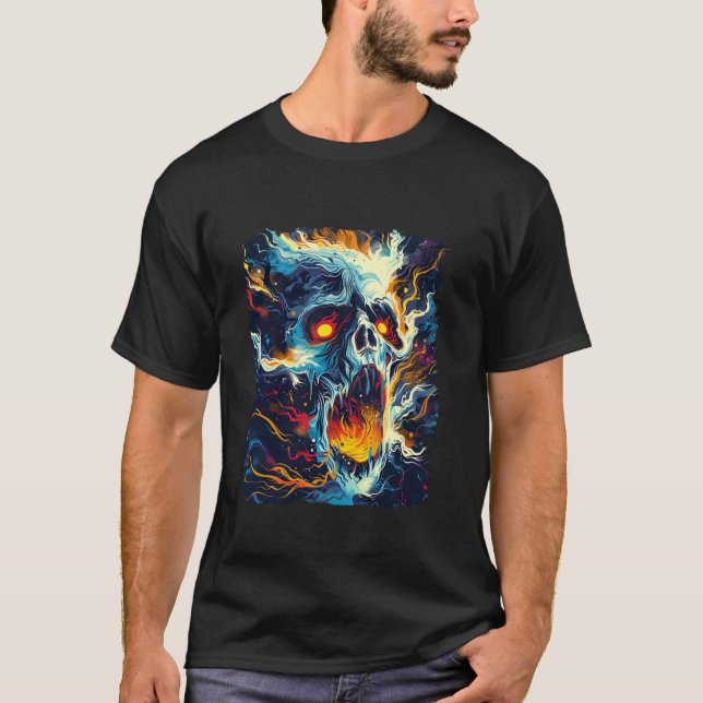 Funny Skeleton Burning Skulls Halloween Men Women  T-Shirt (Front)
