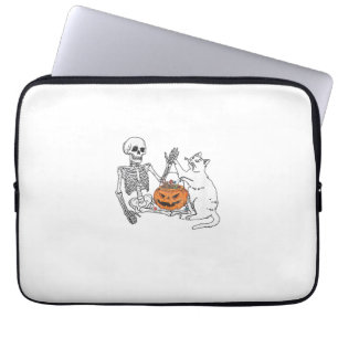 Funny Skeleton Cat Lover Halloween Costume for Cat Laptop Sleeve