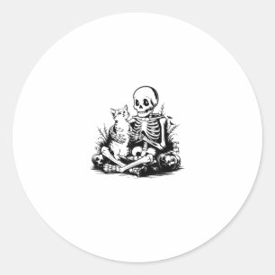 Funny Skeleton Cat Skull Kitty Cute Cat Goth Hallo Classic Round Sticker
