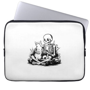 Funny Skeleton Cat Skull Kitty Cute Cat Goth Hallo Laptop Sleeve