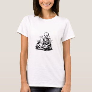 Funny Skeleton Cat Skull Kitty Cute Cat Goth Hallo T-Shirt