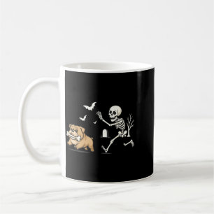 Funny Skeleton Chasing French Bulldog Halloween Coffee Mug