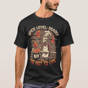 Funny Skeleton Chef Cooking with Fire T-Shirt