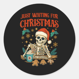 Funny Skeleton Christmas Classic Round Sticker