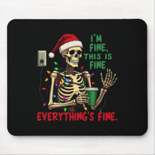 Funny Skeleton Christmas Lights I'm Fine Everythin Mouse Pad