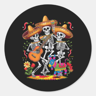 Funny Skeleton Cinco De Mayo Fiesta Mexican Festiv Classic Round Sticker
