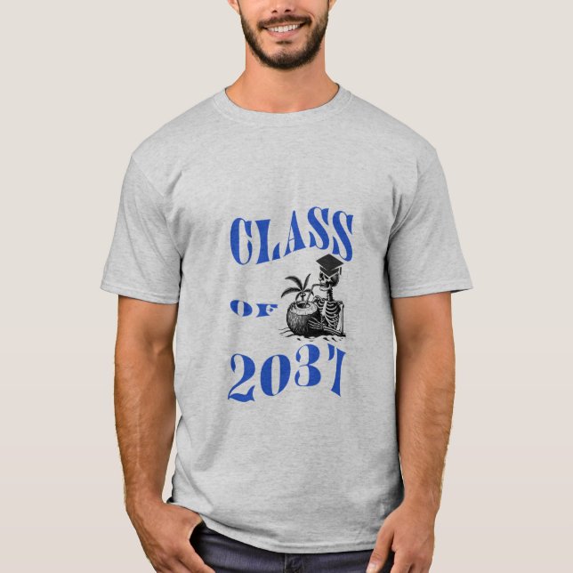Funny Skeleton Class of 2037 Shirt for Young Men  (Front)