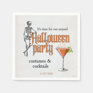 Funny Skeleton Cocktail Office Halloween Party Napkin