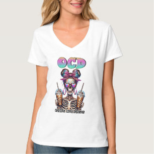 Funny skeleton coffee word art T-Shirt