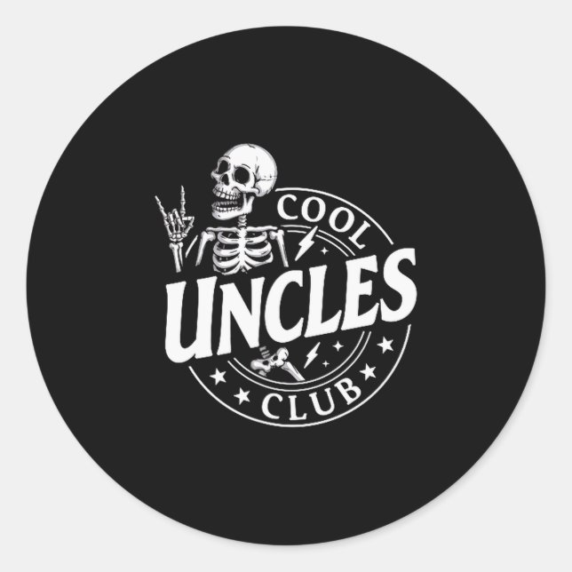 Funny Skeleton Cool Uncles Club New Uncle Men  Classic Round Sticker (Front)