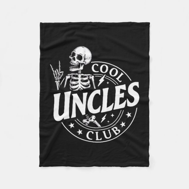 Funny Skeleton Cool Uncles Club New Uncle Men  Fleece Blanket (Front)
