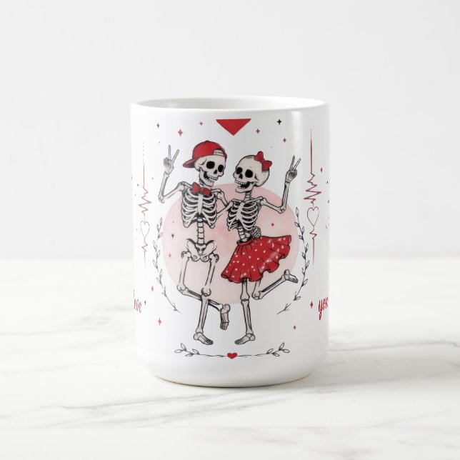 Funny Skeleton Couple in Love Coffee Mug (Center)