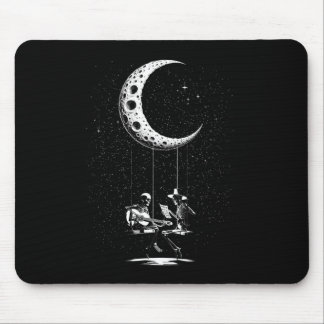 Funny Skeleton Couple Moon Playing Guitar Hallowee Mouse Pad