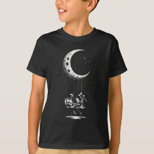 Funny Skeleton Couple Moon Playing Guitar Hallowee T-Shirt