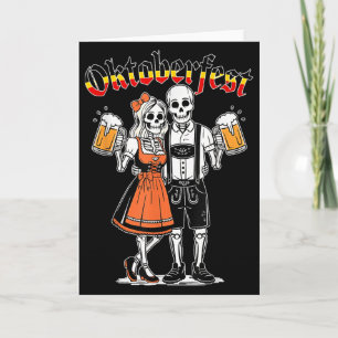 Funny Skeleton Couple Pretzel Beer Party Adults Card