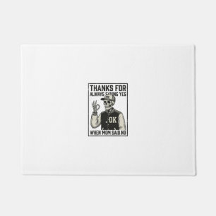 Funny Skeleton Dad Saying Yes Vintage Shirt Design Doormat