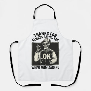 Funny Skeleton Dad Saying Yes Vintage T-Shirt Desi Apron