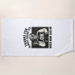 Funny Skeleton Dad Saying Yes Vintage T-Shirt Desi Beach Towel