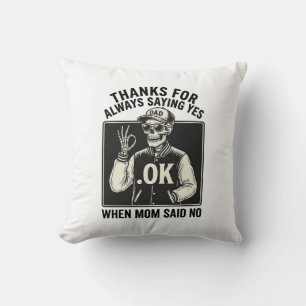 Funny Skeleton Dad Saying Yes Vintage T-Shirt Desi Cushion